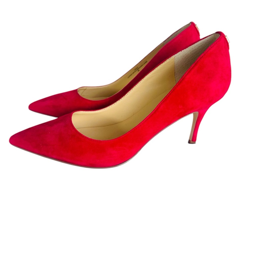 Ivanka Trump Red Suede Pointed-Toe Kitten Heels